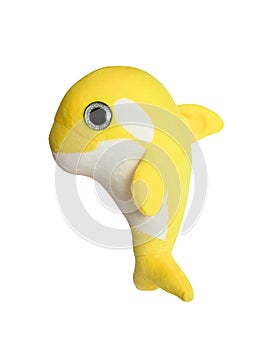 baby yellow soft toy dolphin isolated