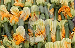 Baby zucchinis with flowers