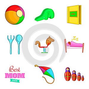 Babycare icons set, cartoon style photo