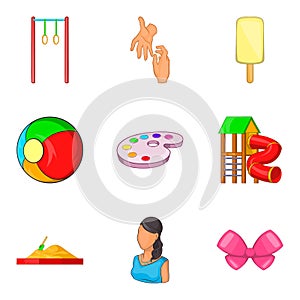 Babycare product icons set, cartoon style photo