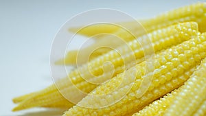 Babycorn macro shot on the white background