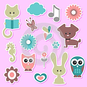 Babyish cute stickers set photo