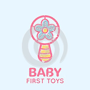 Babyish emblem with a beanbag toy photo