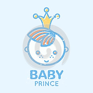 Babyish emblem with cute little boy photo