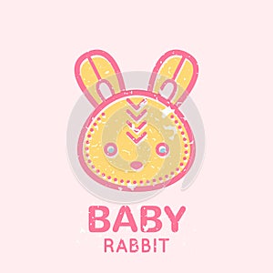 Babyish emblem with cute little bunny