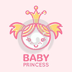 Babyish emblem with cute little girl photo