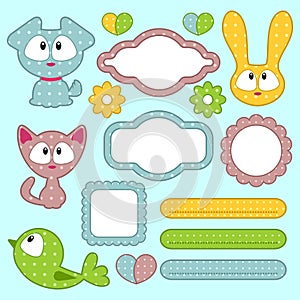 Babyish scrapbook elements with animals