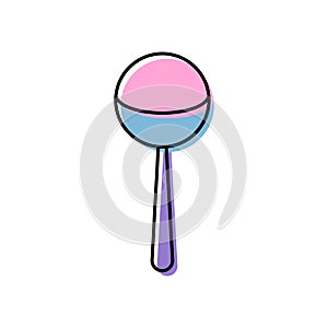 Babyish teething playful noisy vector clack. Illustration of vector noisemaker toy. Abstract colorful icons with lines.