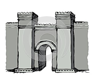 Babylonian Gate. Vector drawing scene