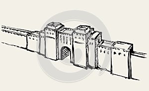 Babylonian Gate. Vector drawing scene