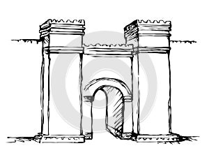 Babylonian Gate. Vector drawing scene