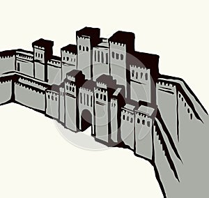 Babylonian Gate. Vector drawing scene