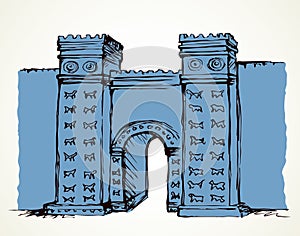 Babylonian Gate. Vector drawing scene