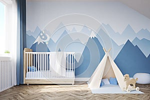 Babys room with a bed and tent