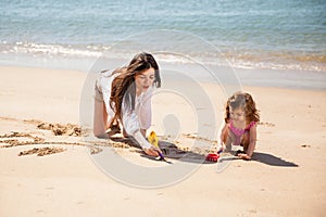 Babysitter at the beach