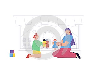 Babysitter Flat Illustration