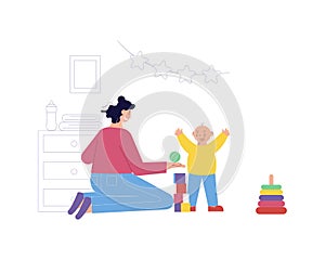 Babysitter Flat Illustration