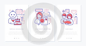 Babysitting services - modern line design style web banners photo