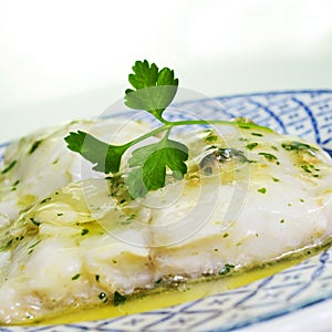 Bacalao al pil-pil, a typical spanish recipe of codfish