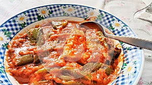 Bacalao or cod fish with tomato sauce