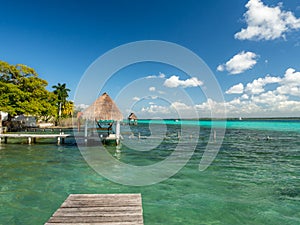 Bacalar, Mexico, South America: [Lake Bacalar, clear waters, lag