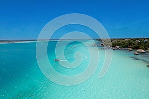 Bacalar seven colors lagoon in Quintana Roo