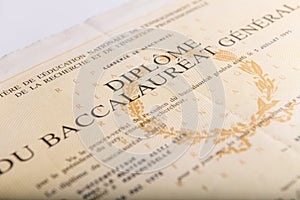 Baccalaureate certificate in France