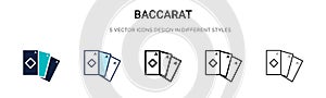 Baccarat icon in filled, thin line, outline and stroke style. Vector illustration of two colored and black baccarat vector icons