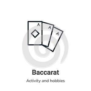 Baccarat outline vector icon. Thin line black baccarat icon, flat vector simple element illustration from editable activity and