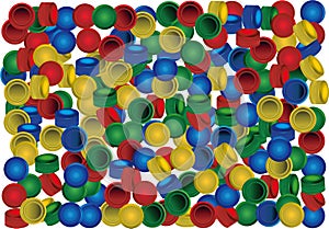Bacground of colours plastic cap from pet bottles