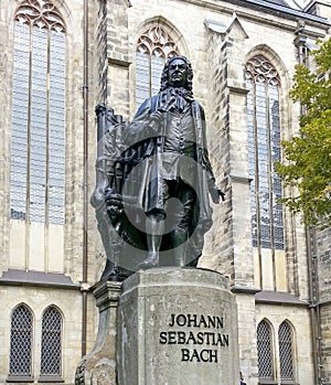 Bach monument stands since 1908 in front of the St Thomas Kirche photo
