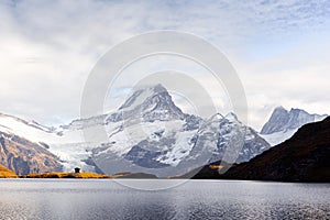 Bachalpsee lake in Swiss Alps mountains