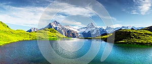 Bachalpsee lake in Swiss Alps mountains