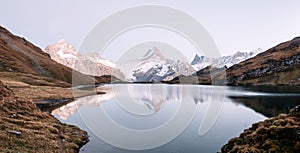 Bachalpsee lake in Swiss Alps mountains