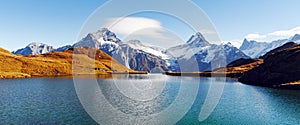 Bachalpsee lake in Swiss Alps mountains