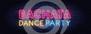 Bachata dance party colorful neon banner