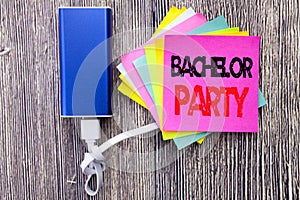 Bachelor Party. Business concept for Stag Fun Celebrate written on sticky note with copy space on old wood wooden background with photo