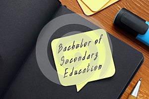 Bachelor Of Secondary Education sign on the page