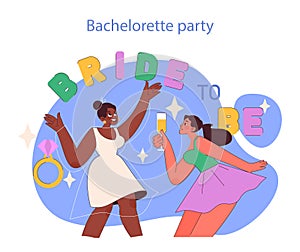 Bachelorette Party concept. Joyful pre-wedding celebration with friends,