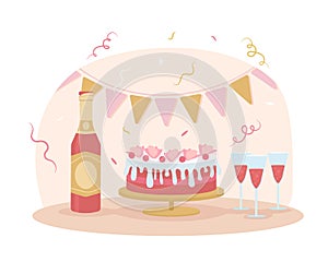 Bachelorette party food 2D vector isolated illustration