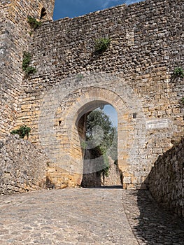 Back Access Door and Outer Walls of the Medieval Village of Monteriggioni in Siena, Tuscany - Italy