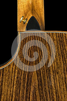 Back of Acoustic Electric Guitar of Rosewood Koa and Spruce - Neck Joint photo