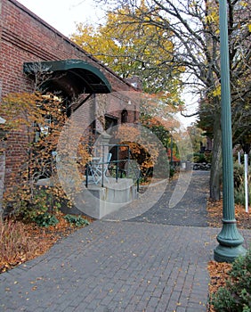 Back alley near historic building of the Flour Mill mall. Spokane, WA, USA