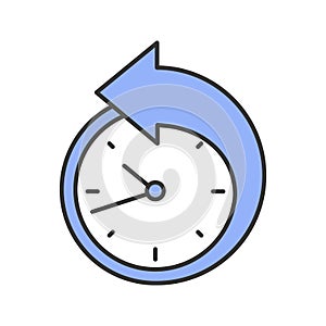 Back arrow around clock color icon