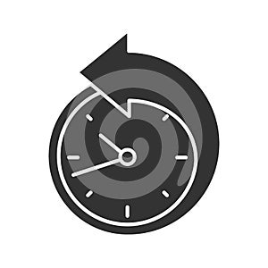 Back arrow around clock glyph icon