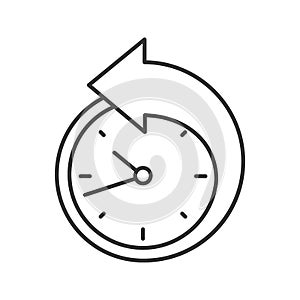 Back arrow around clock linear icon