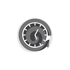 Back arrow around clock vector icon