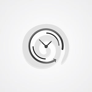 Back arrow around clock vector icon sign symbol