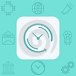 Back arrow around clock vector icon sign symbol