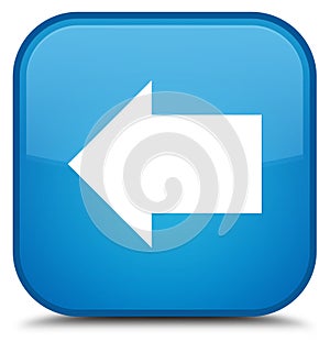 Back arrow icon special cyan blue square button